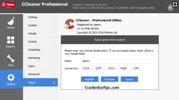 serial key number pro ccleaner