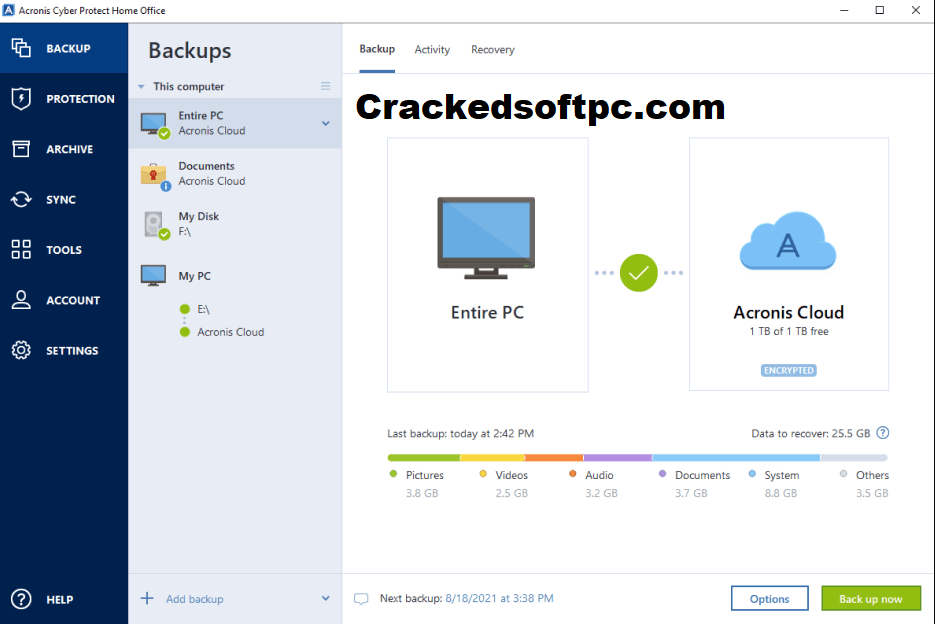 fissure d'image réelle d'acronis